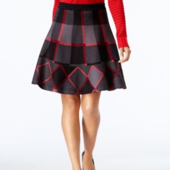 Grace Elements Dresses & Skirts - [001]Grace Elements Plaid A-line Sweater Skirt